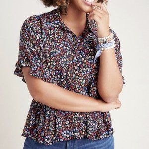 Anthro Maeve Alexia Floral Relaxed Peplum Blouse S